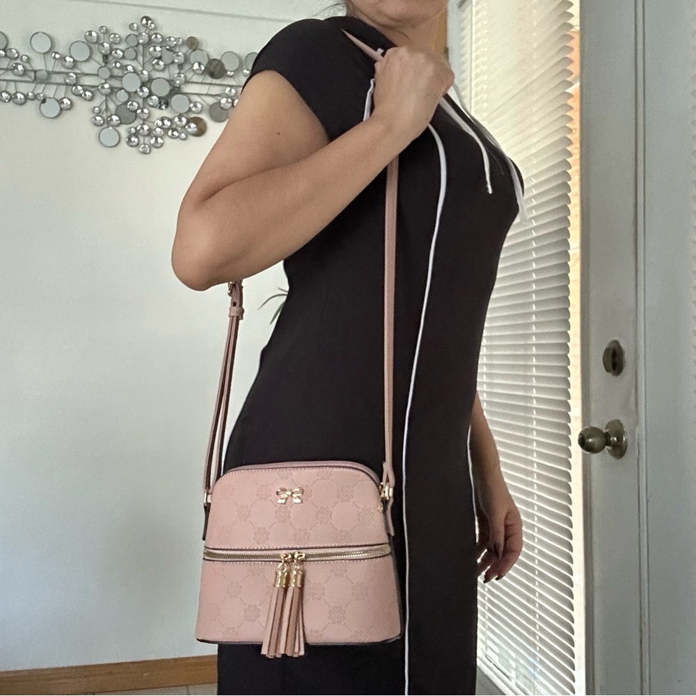 Blush Crossbody Bag with Tassels - Picture 7 of 7